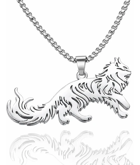 Collar En Acero Dorado Para Hombre Y Mujer Dije Gato Persa