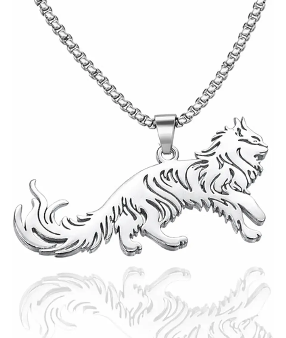 Collar En Acero Dorado Para Hombre Y Mujer Dije Gato Persa 1