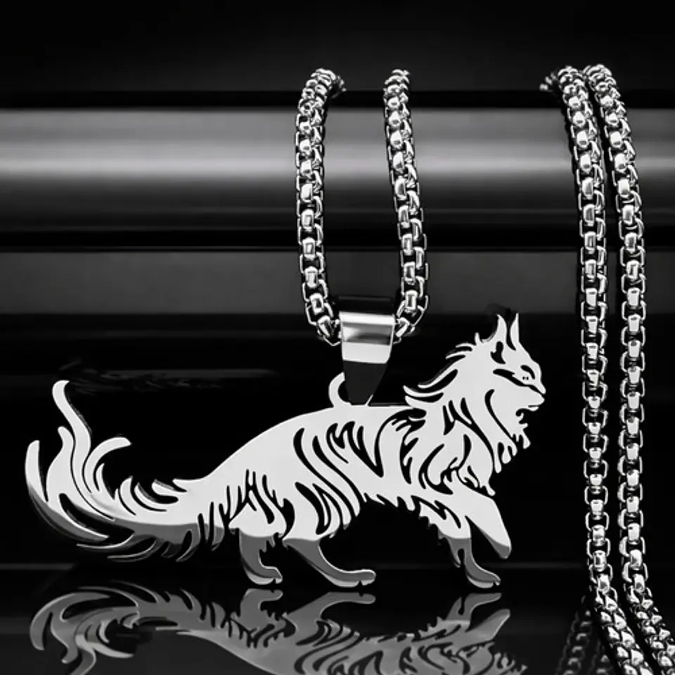 Collar En Acero Dorado Para Hombre Y Mujer Dije Gato Persa 9