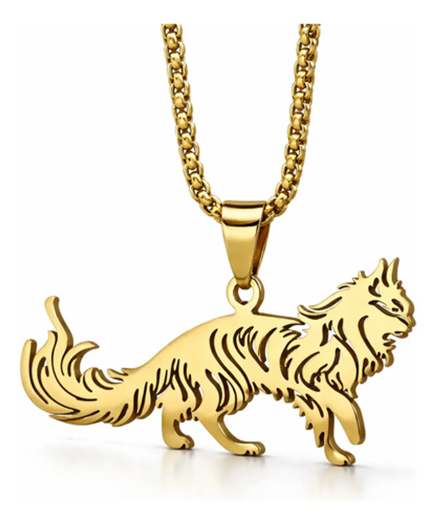 Collar En Acero Dorado Para Hombre Y Mujer Dije Gato Persa 11