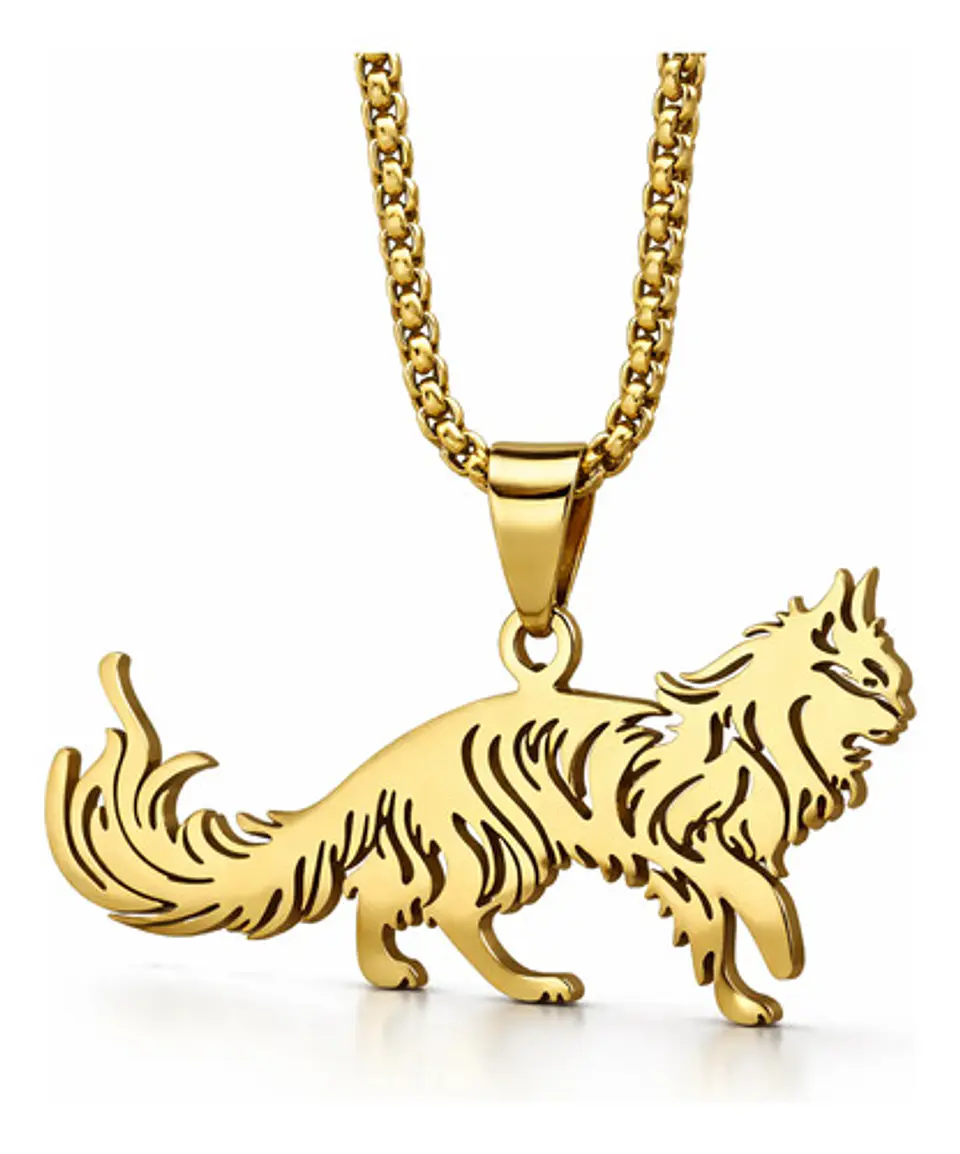 Collar En Acero Dorado Para Hombre Y Mujer Dije Gato Persa 11