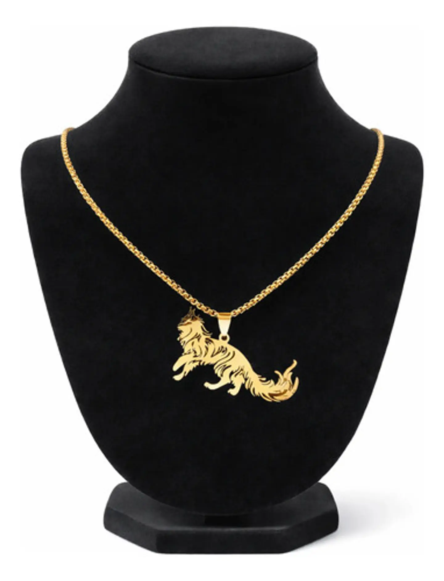 Collar En Acero Dorado Para Hombre Y Mujer Dije Gato Persa 12