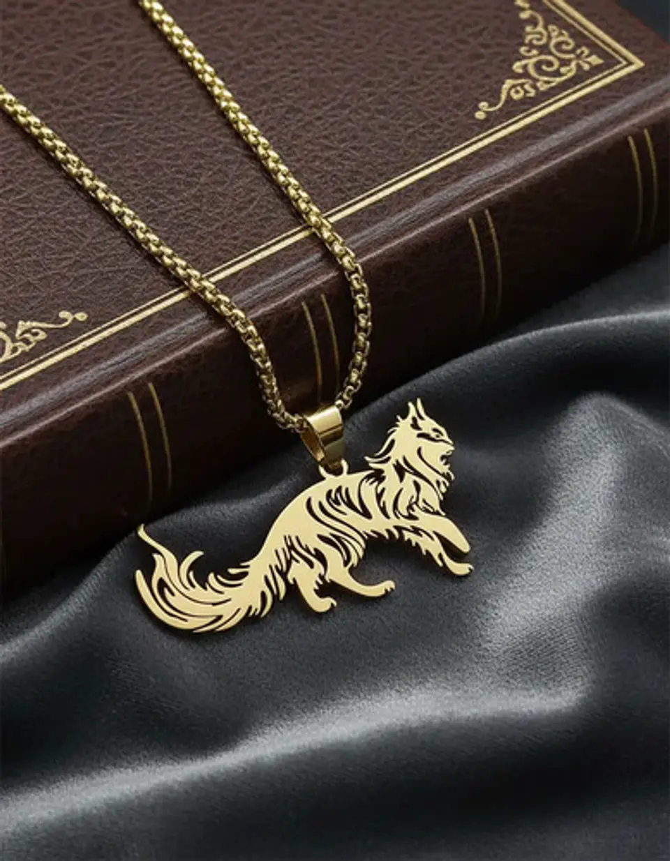 Collar En Acero Dorado Para Hombre Y Mujer Dije Gato Persa 14