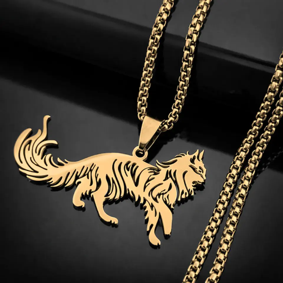 Collar En Acero Dorado Para Hombre Y Mujer Dije Gato Persa 16