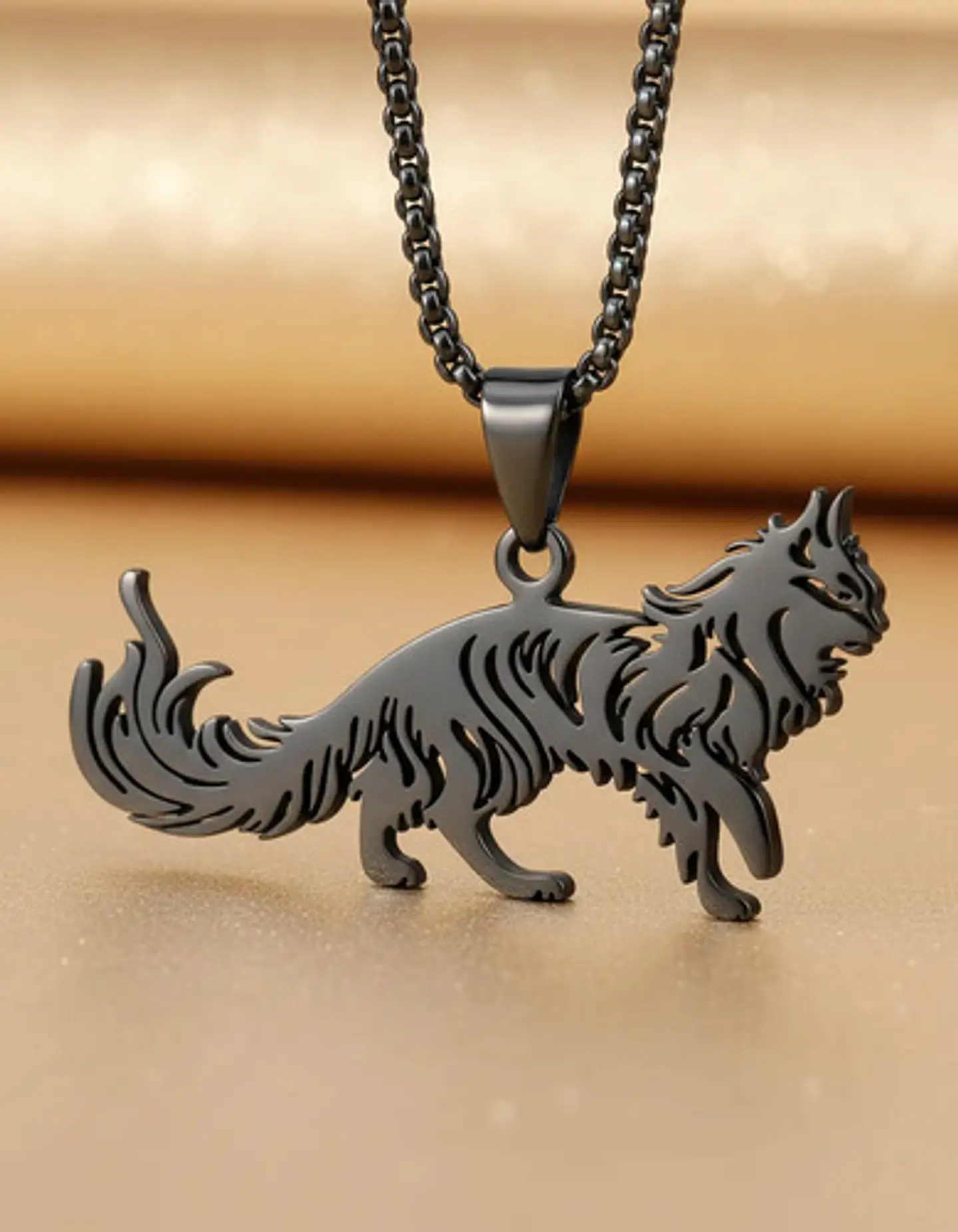 Collar En Acero Dorado Para Hombre Y Mujer Dije Gato Persa 22