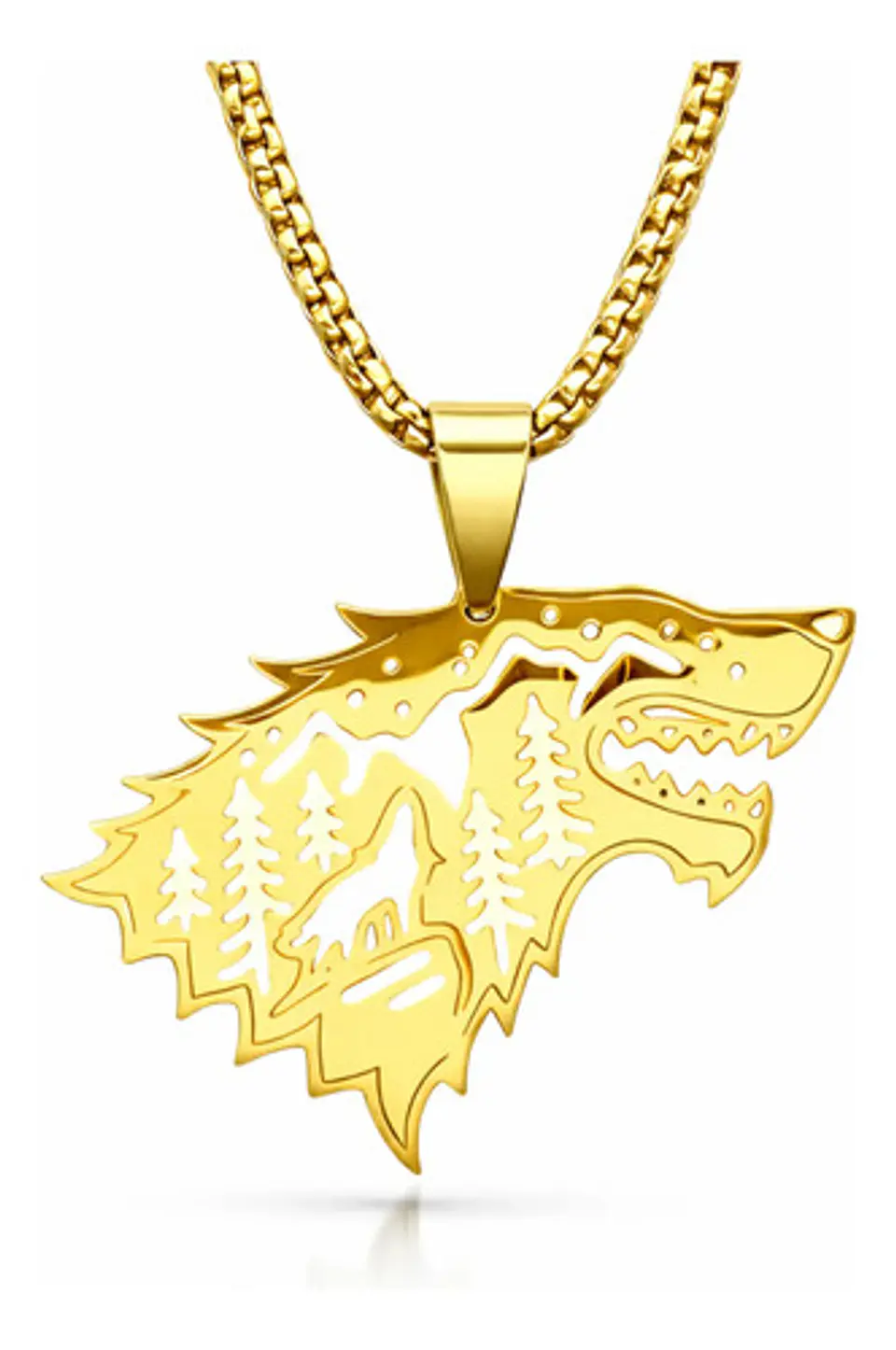 Collar De Acero Para Hombre Mujer Dije Game Of Thrones Lobo 1