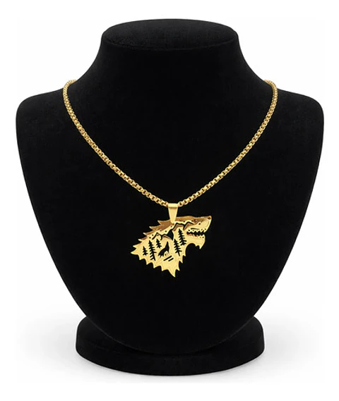 Collar De Acero Para Hombre Mujer Dije Game Of Thrones Lobo