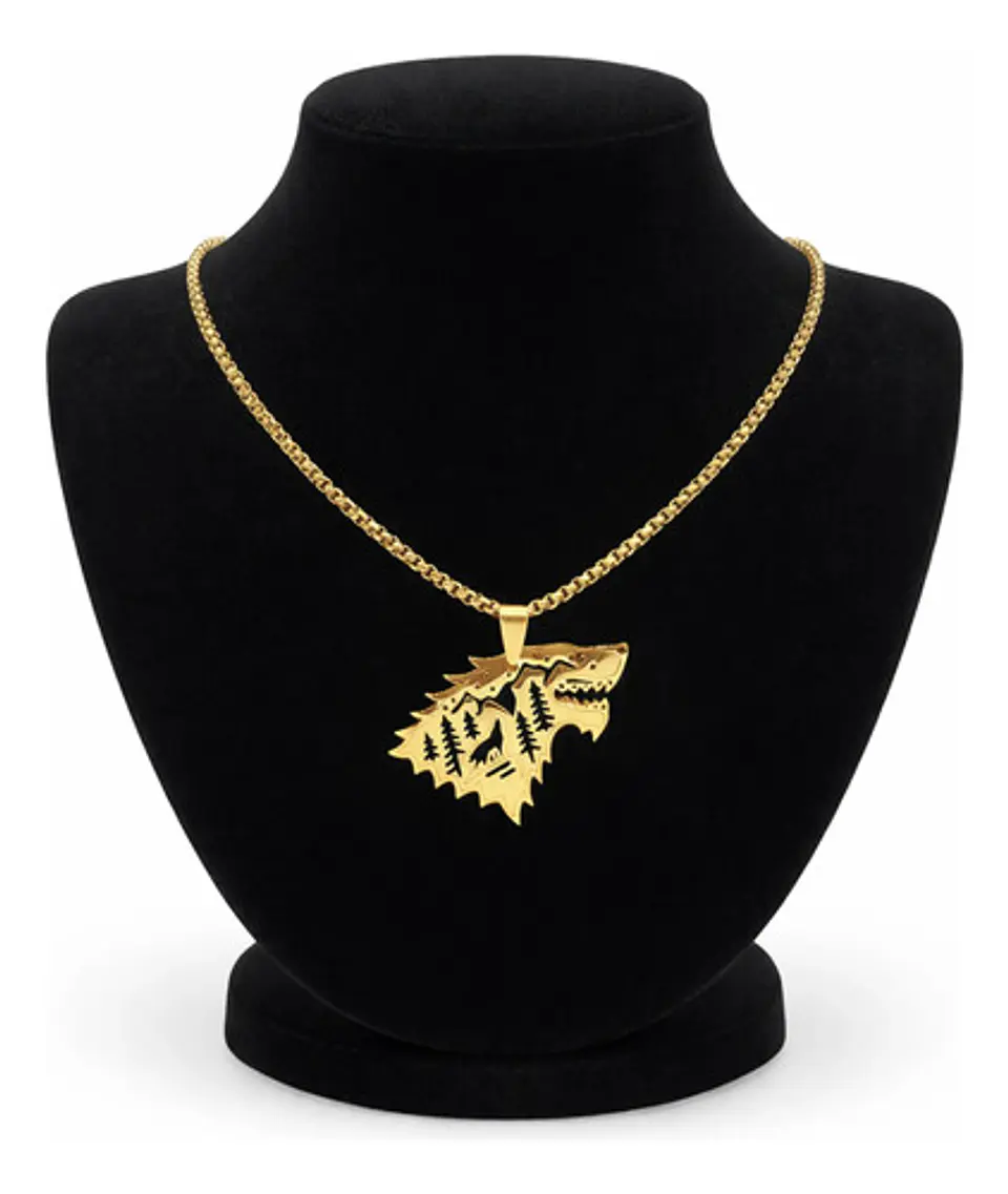Collar De Acero Para Hombre Mujer Dije Game Of Thrones Lobo 2