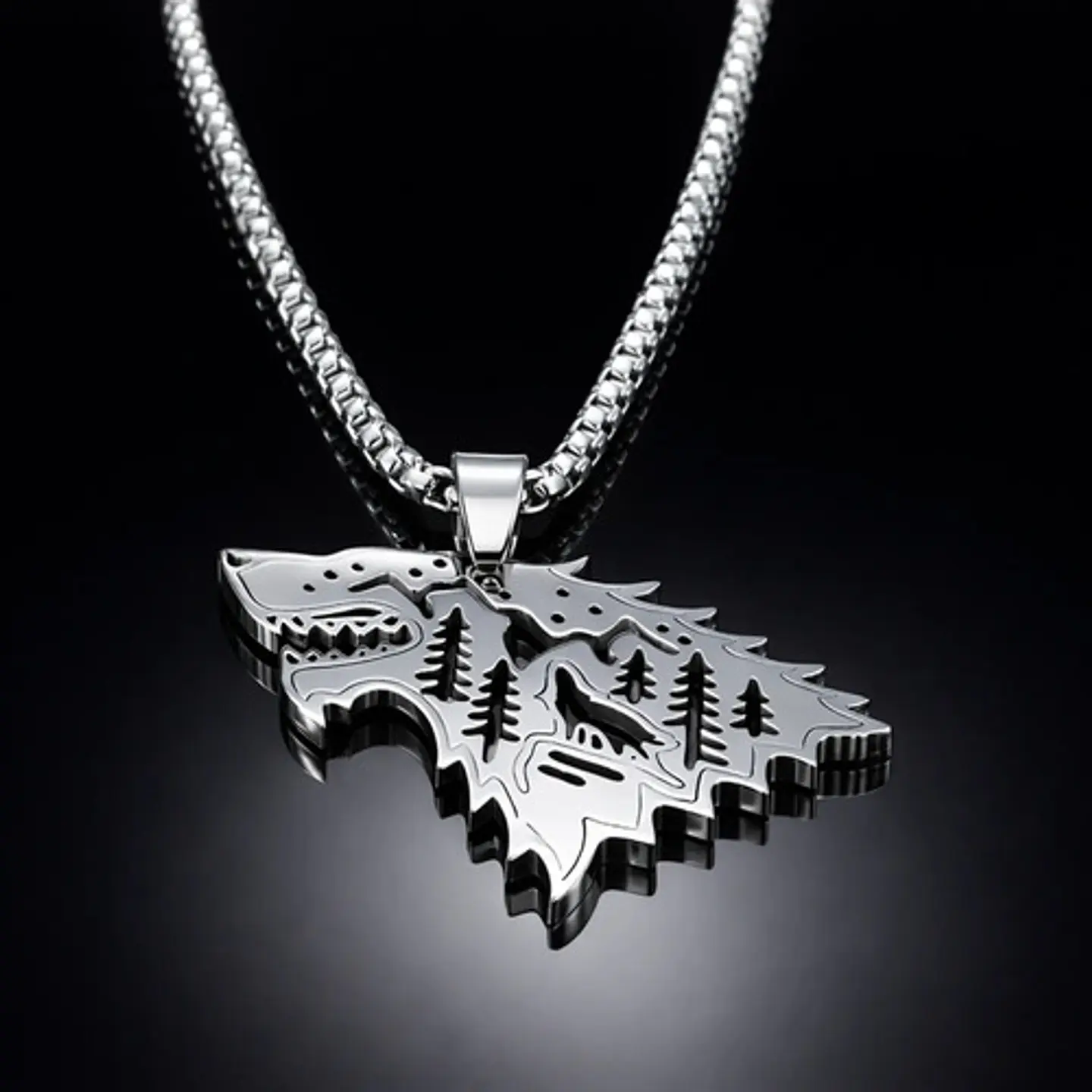 Collar De Acero Para Hombre Mujer Dije Game Of Thrones Lobo 13