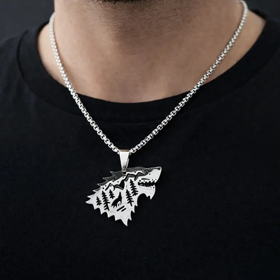 Collar De Acero Para Hombre Mujer Dije Game Of Thrones Lobo 14