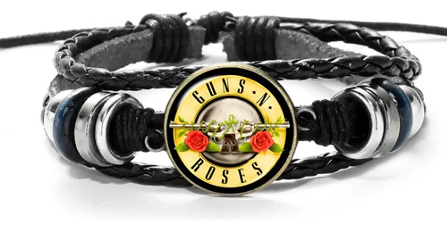 Pulsera Manilla Cuero Para Hombre Mujer Guns N Roses Rock  1