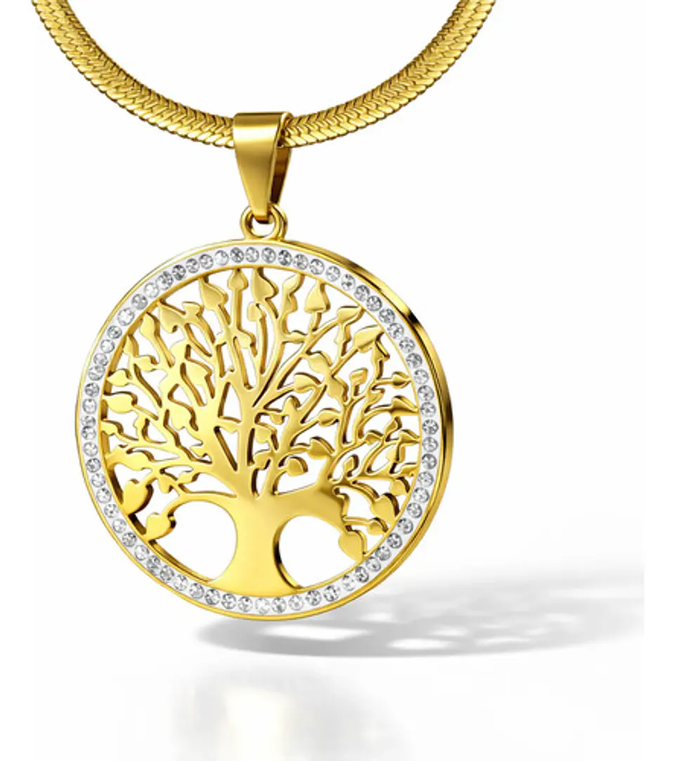 Collar Para Mujer Con Dije Arbol De La Vida Acero Color Oro 1