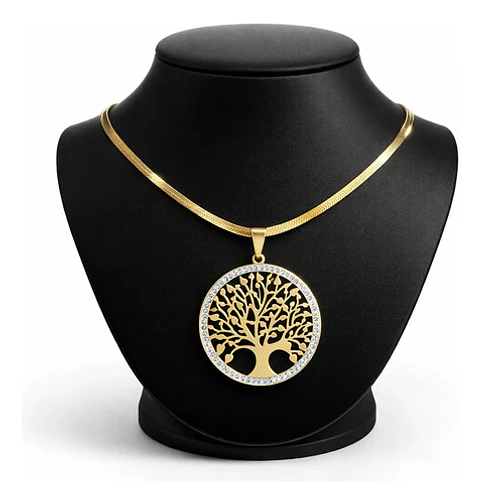 Collar Para Mujer Con Dije Arbol De La Vida Acero Color Oro