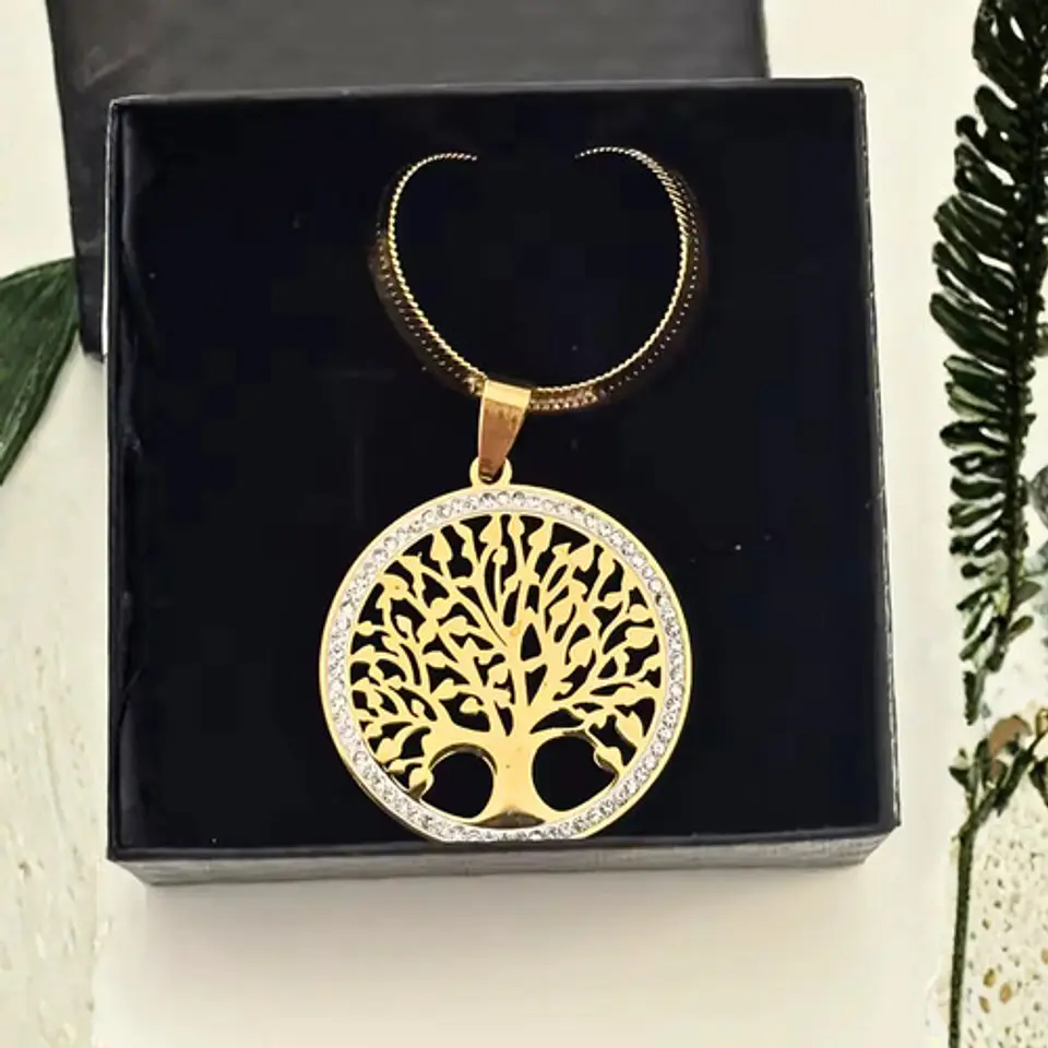 Collar Para Mujer Con Dije Arbol De La Vida Acero Color Oro 4