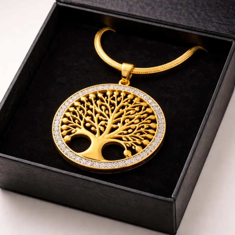 Collar Para Mujer Con Dije Arbol De La Vida Acero Color Oro 5