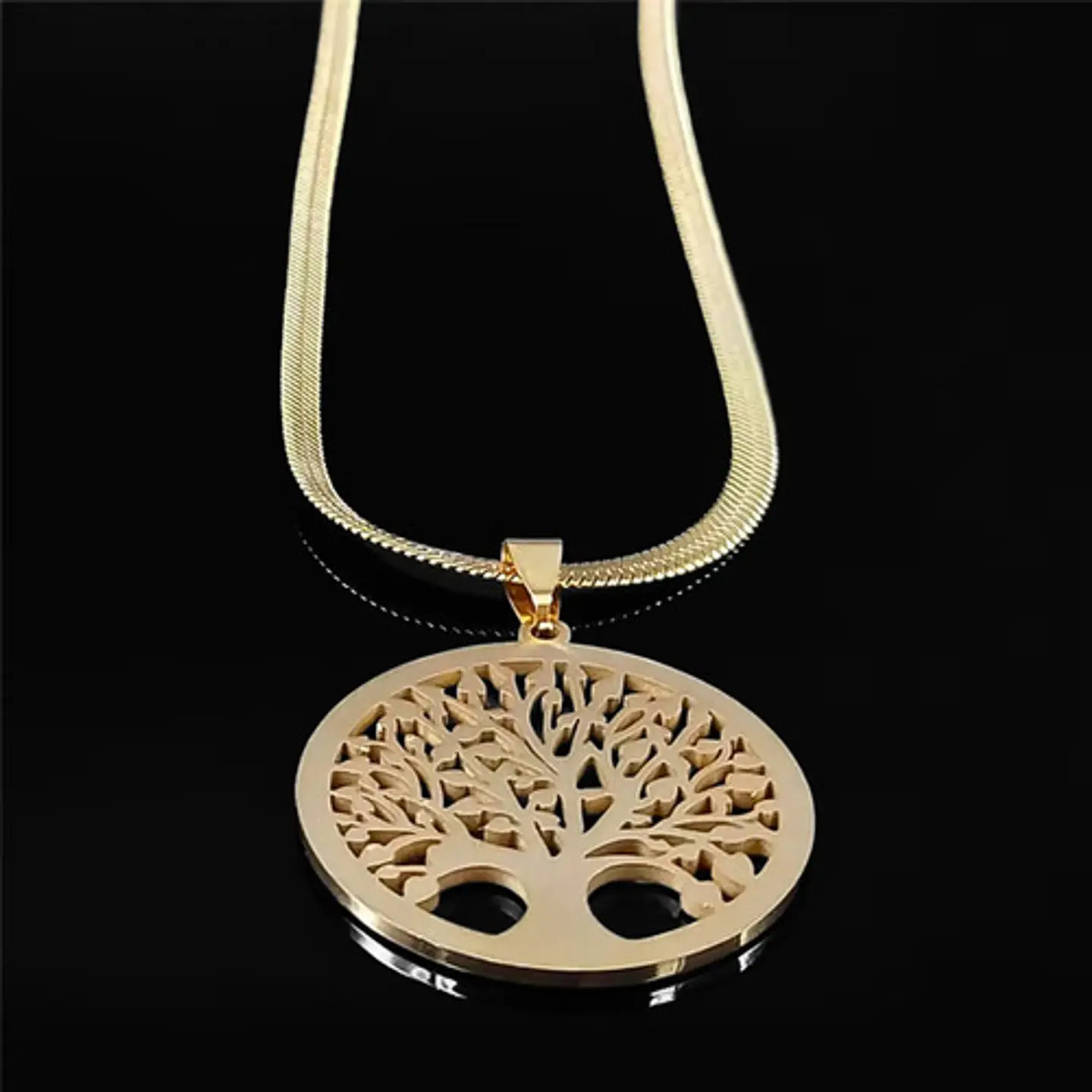 Collar Para Mujer Con Dije Arbol De La Vida Acero Color Oro 7