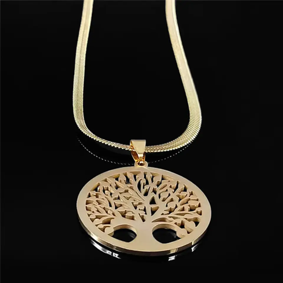Collar Para Mujer Con Dije Arbol De La Vida Acero Color Oro 7