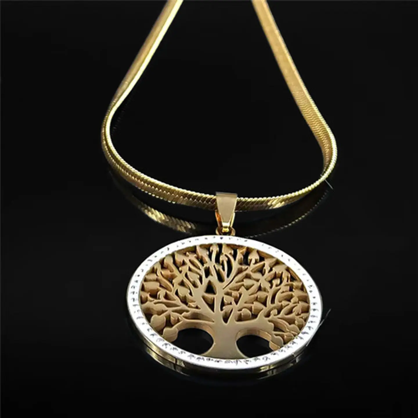 Collar Para Mujer Con Dije Arbol De La Vida Acero Color Oro 8