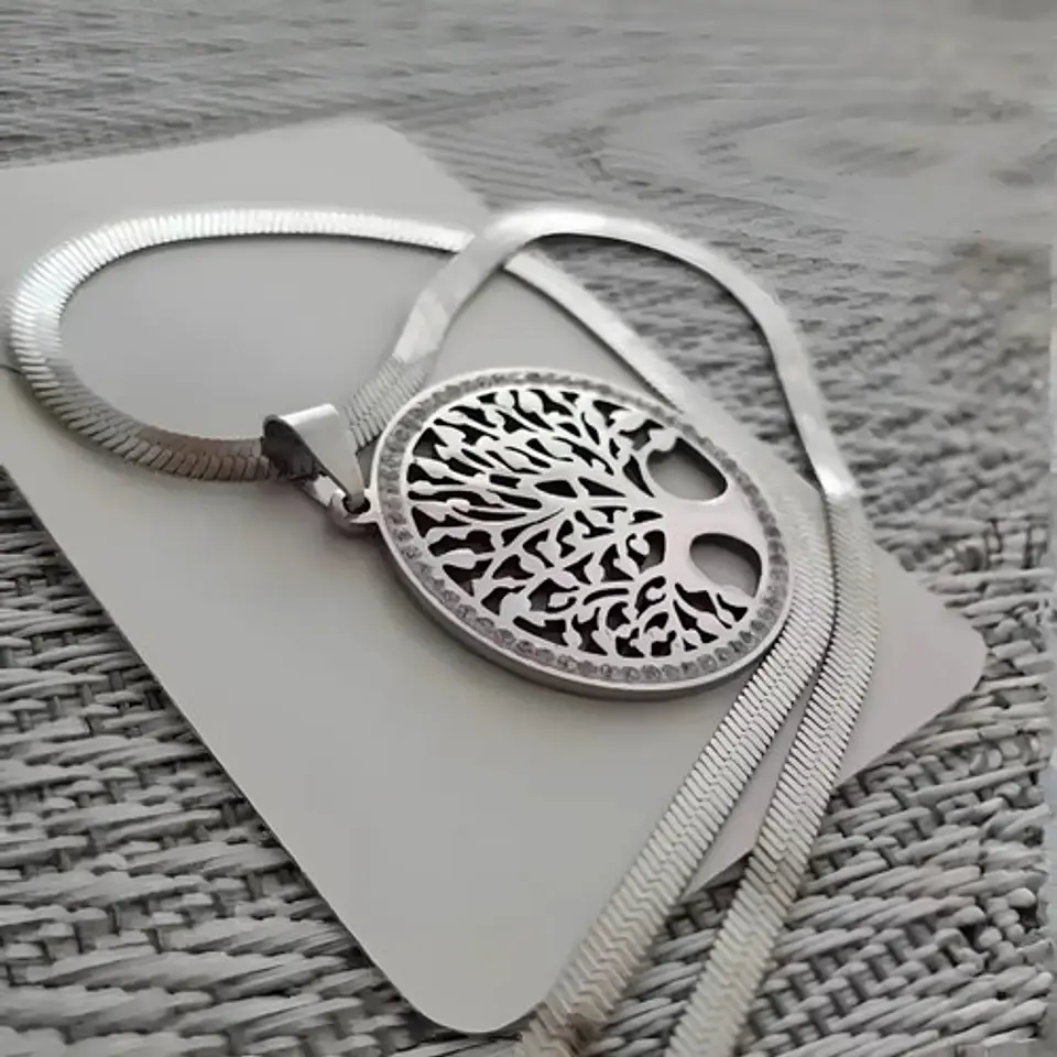 Collar Para Mujer Con Dije Arbol De La Vida Acero Color Oro 13