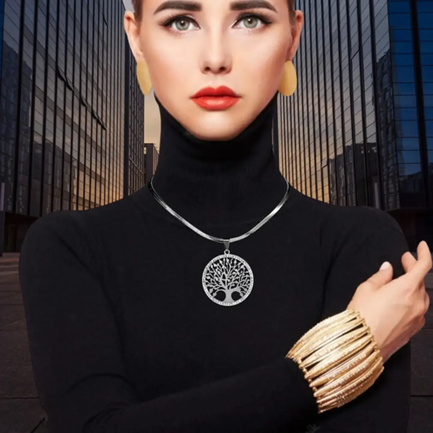 Collar Para Mujer Con Dije Arbol De La Vida Acero Color Oro 15
