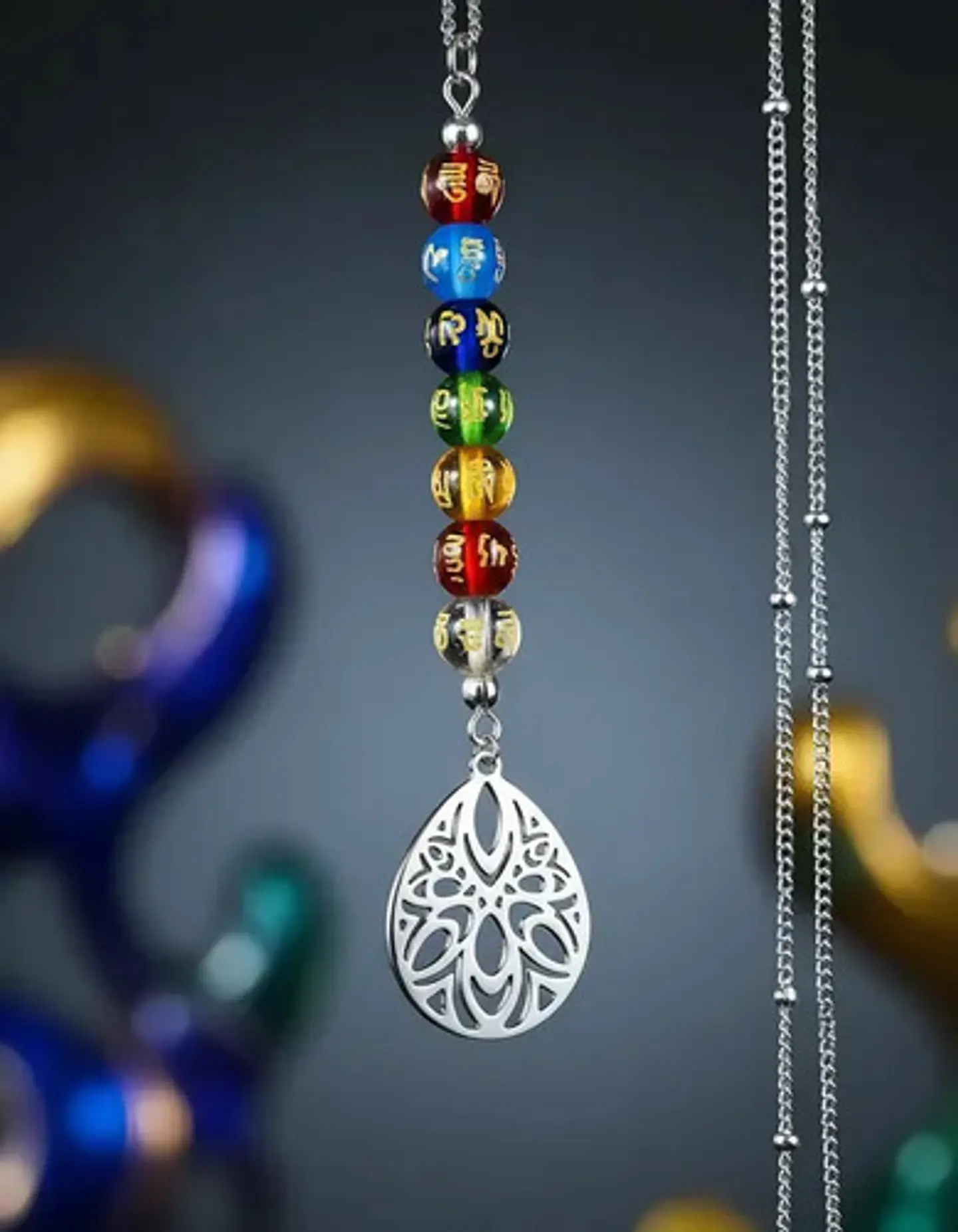 Collar Para Mujer Con Dije Flor De Loto 7 Chakras Yoga Acero 5