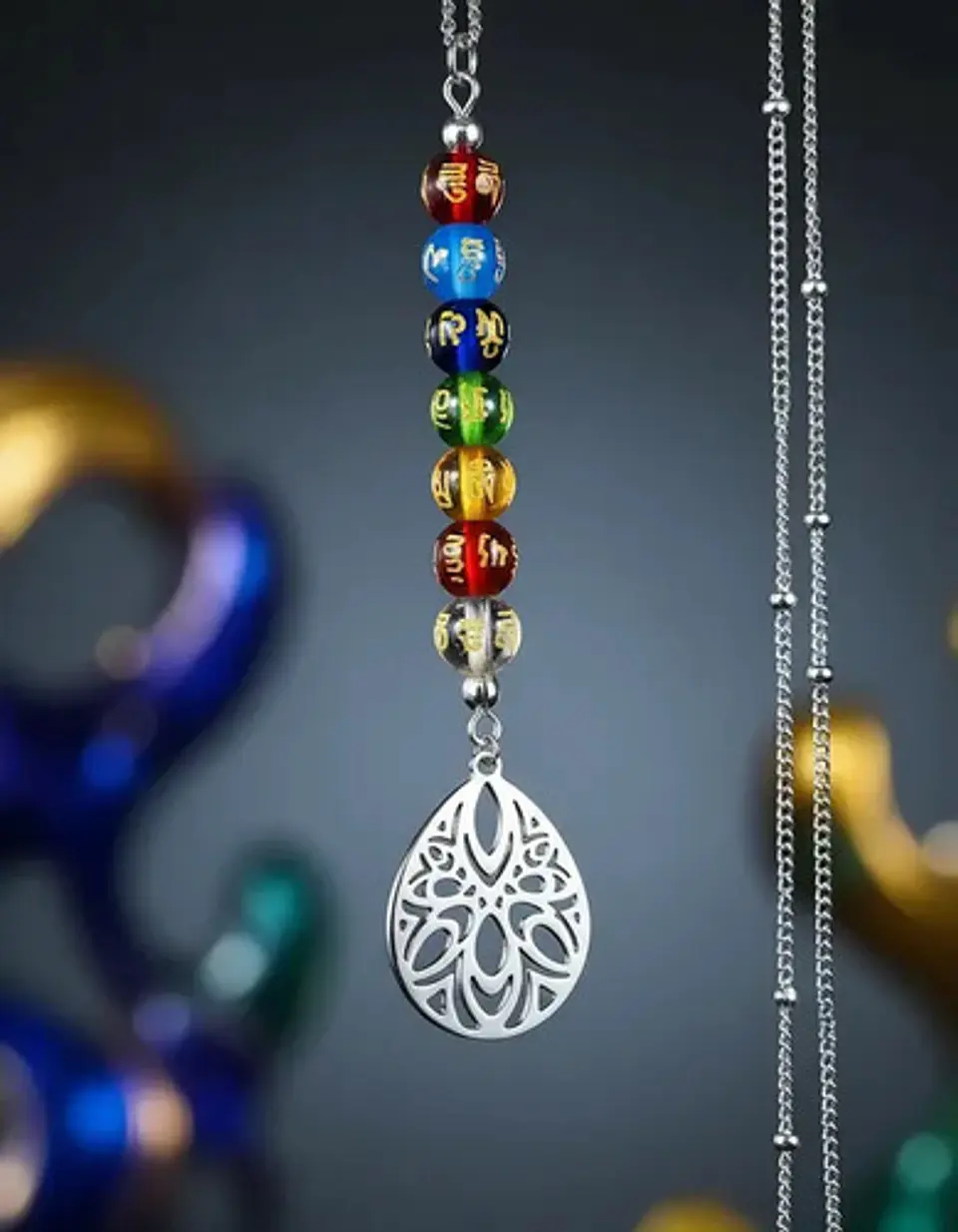 Collar Para Mujer Con Dije Flor De Loto 7 Chakras Yoga Acero 5