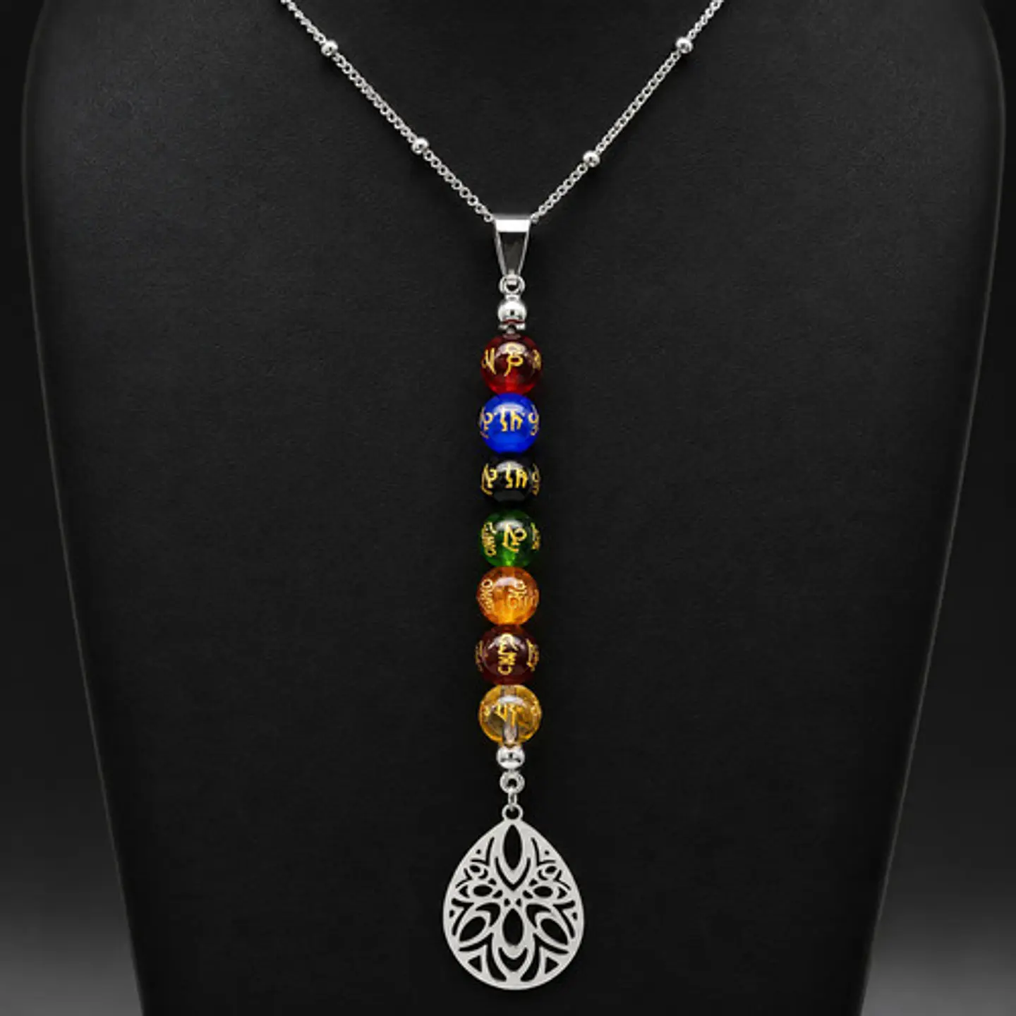 Collar Para Mujer Con Dije Flor De Loto 7 Chakras Yoga Acero 6