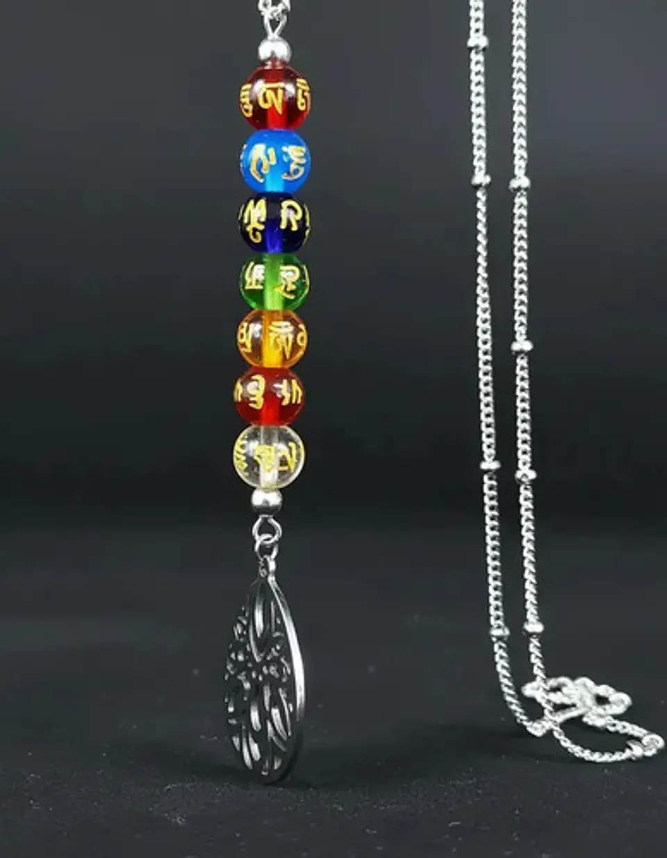 Collar Para Mujer Con Dije Flor De Loto 7 Chakras Yoga Acero 7
