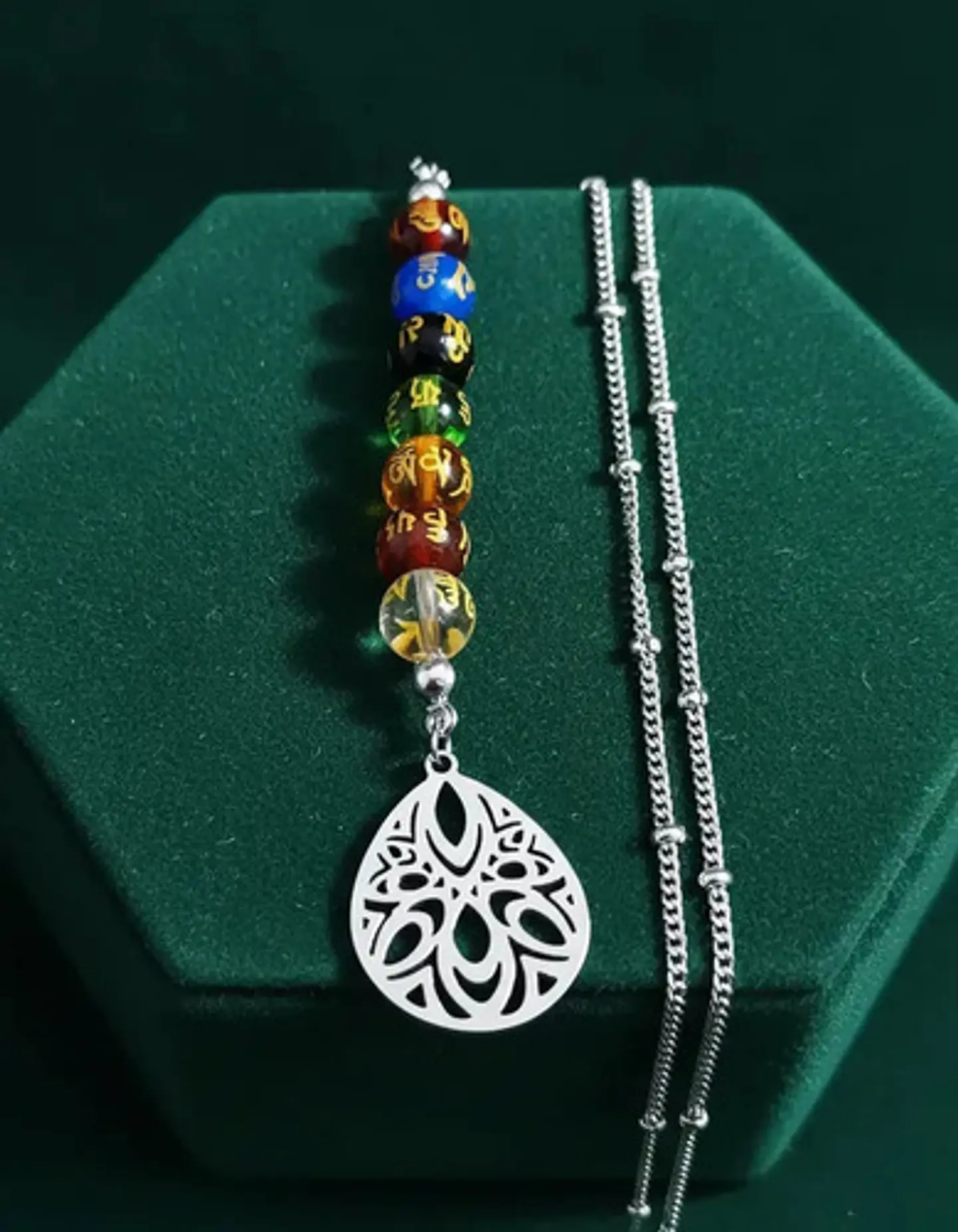 Collar Para Mujer Con Dije Flor De Loto 7 Chakras Yoga Acero 8
