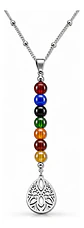 Collar Para Mujer Con Dije Flor De Loto 7 Chakras Yoga Acero - Miniatura 9
