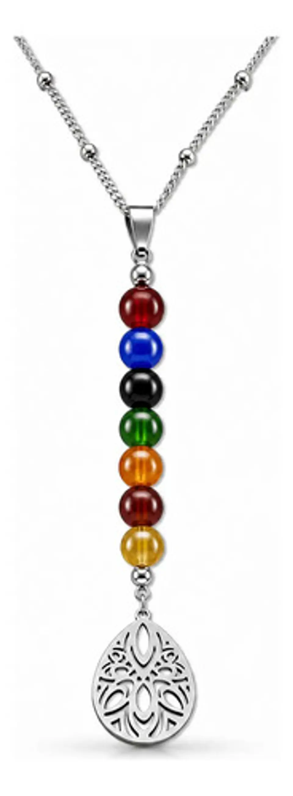 Collar Para Mujer Con Dije Flor De Loto 7 Chakras Yoga Acero 9