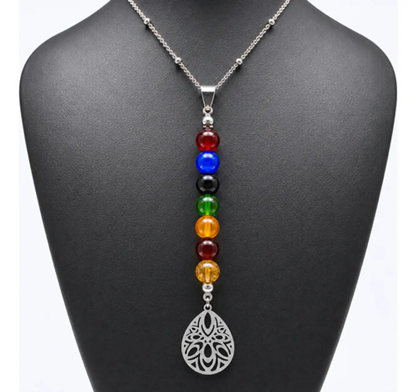 Collar Para Mujer Con Dije Flor De Loto 7 Chakras Yoga Acero 10