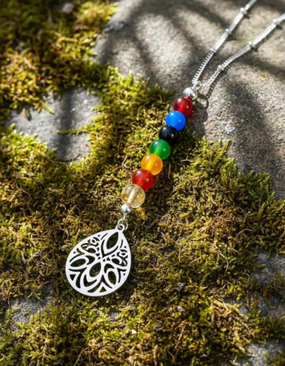 Collar Para Mujer Con Dije Flor De Loto 7 Chakras Yoga Acero 12