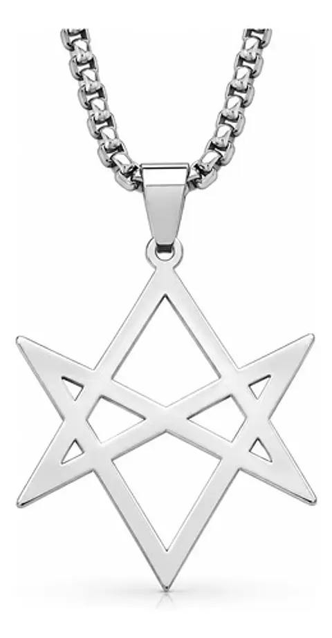 Collar Hombre Y Mujer Con Dije Hexagrama Unicursal De Acero 