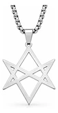 Collar Hombre Y Mujer Con Dije Hexagrama Unicursal De Acero  - Miniatura 1