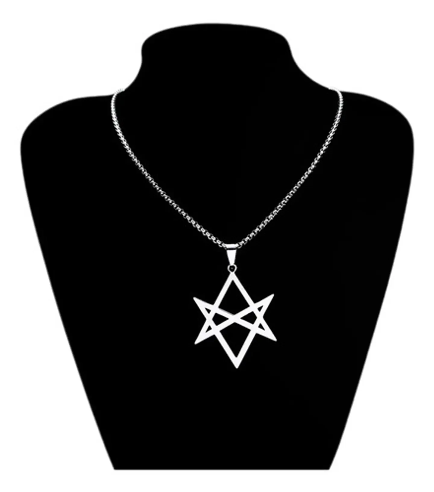 Collar Hombre Y Mujer Con Dije Hexagrama Unicursal De Acero  2