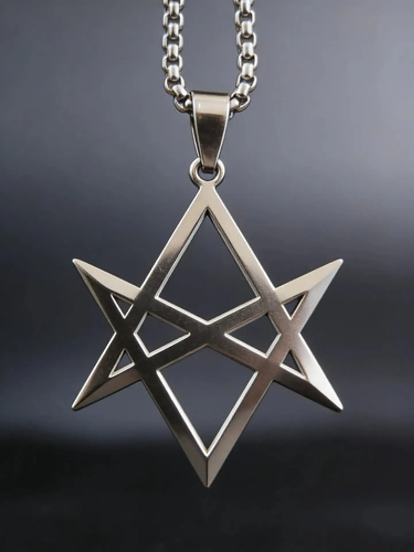 Collar Hombre Y Mujer Con Dije Hexagrama Unicursal De Acero  6