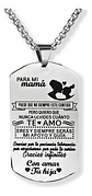 Collar Para Mujer Con Dije Placa Hijos A Madre Color Plata Plateado - Miniatura 1