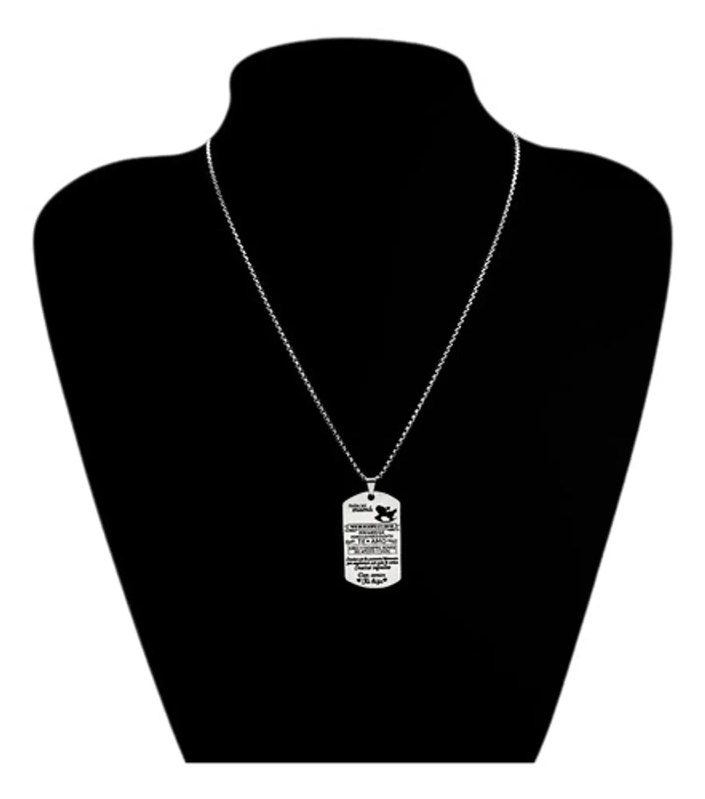 Collar Para Mujer Con Dije Placa Hijos A Madre Color Plata Plateado 2