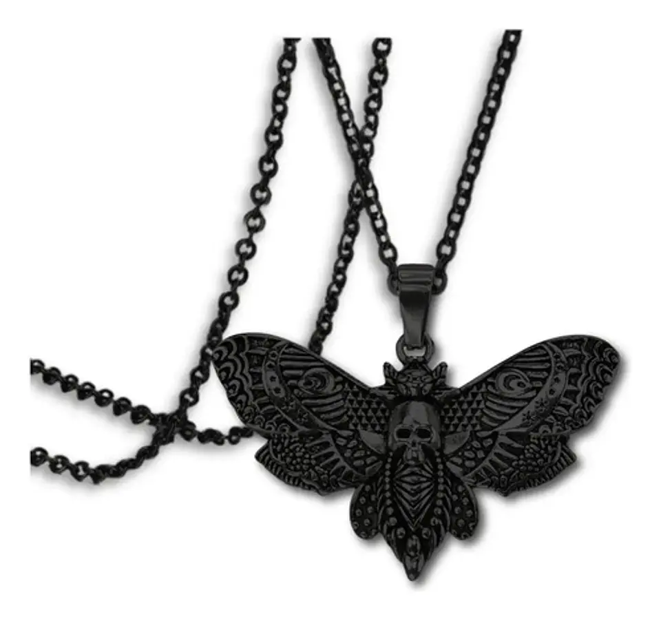 Colla Para Mujer Con Dije Polilla Mariposa Calavera Craneo 1