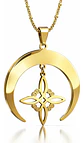Collar Para Mujeres Dije Luna Invertida Nudo Bruja Dorado - Miniatura 1
