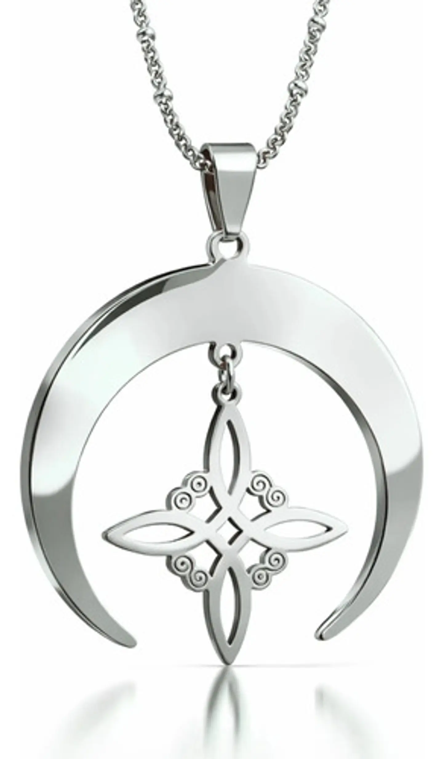 Collar Para Mujeres Dije Luna Invertida Nudo Bruja Dorado 10