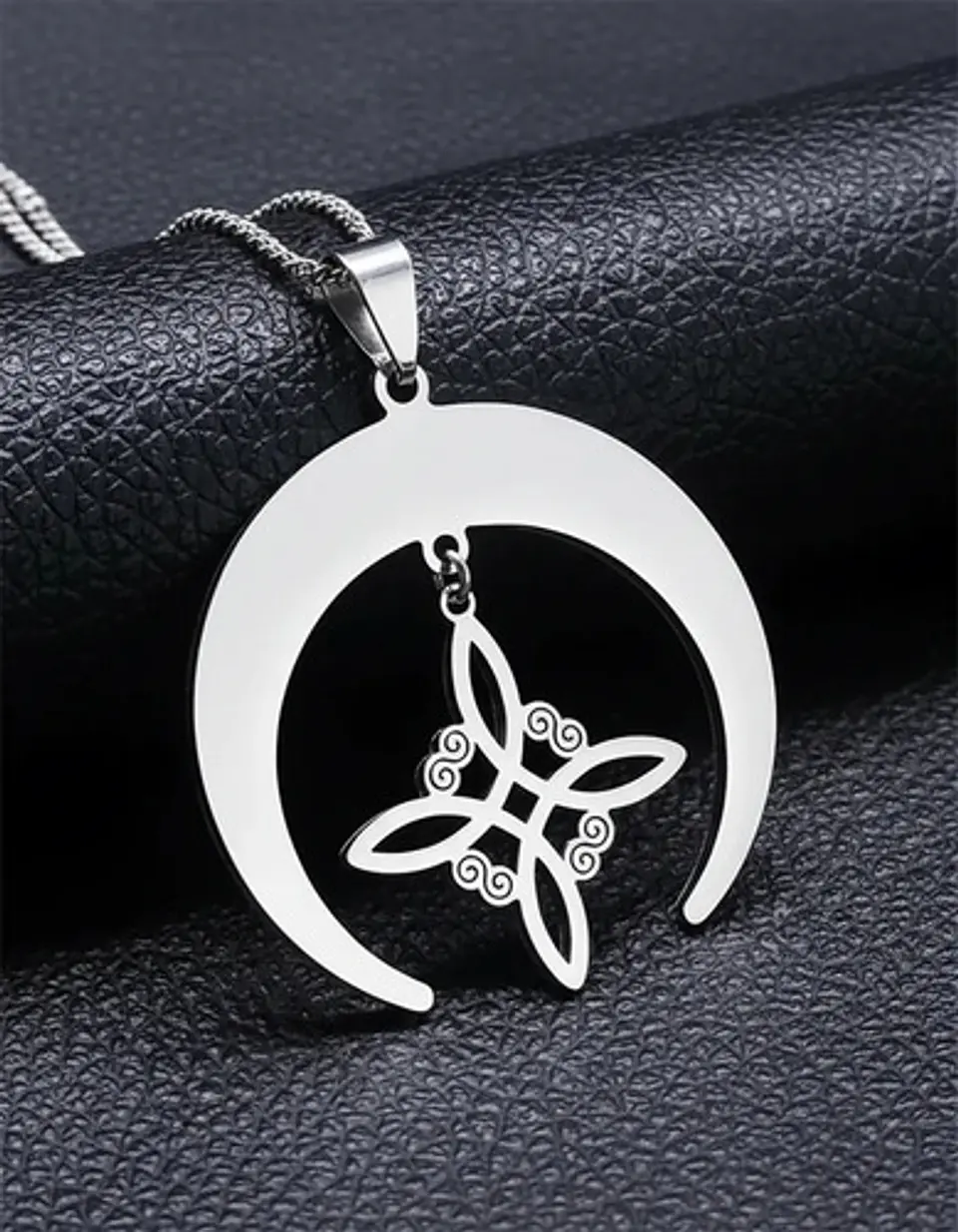 Collar Para Mujeres Dije Luna Invertida Nudo Bruja Dorado 13