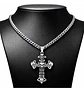 Collar Hombre Dije Cruz Calavera Gótica De Acero Color Plata - Miniatura 2