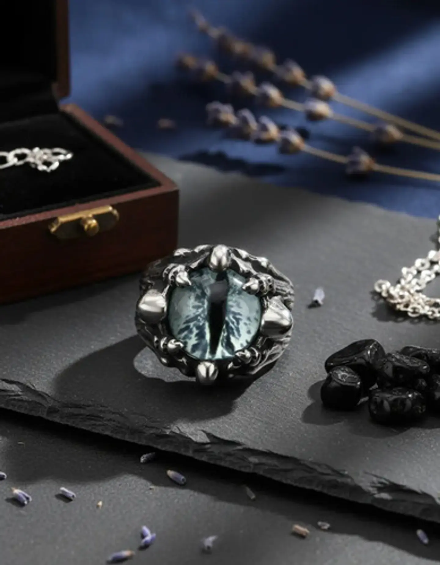 Anillo Ojo De Dragón Craneo Calavera Acero Inoxidable Hombre 3