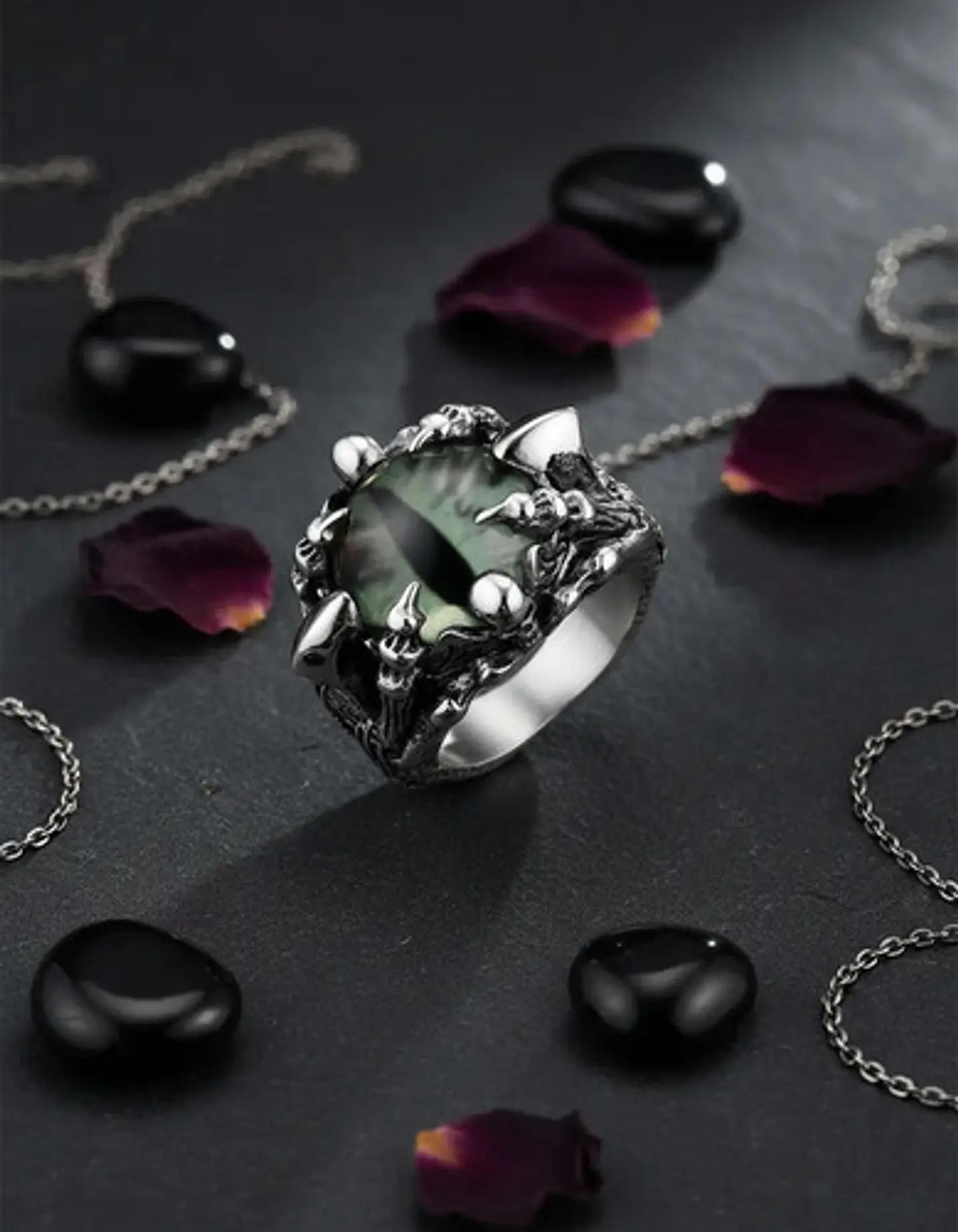 Anillo Ojo De Dragón Craneo Calavera Acero Inoxidable Hombre 5
