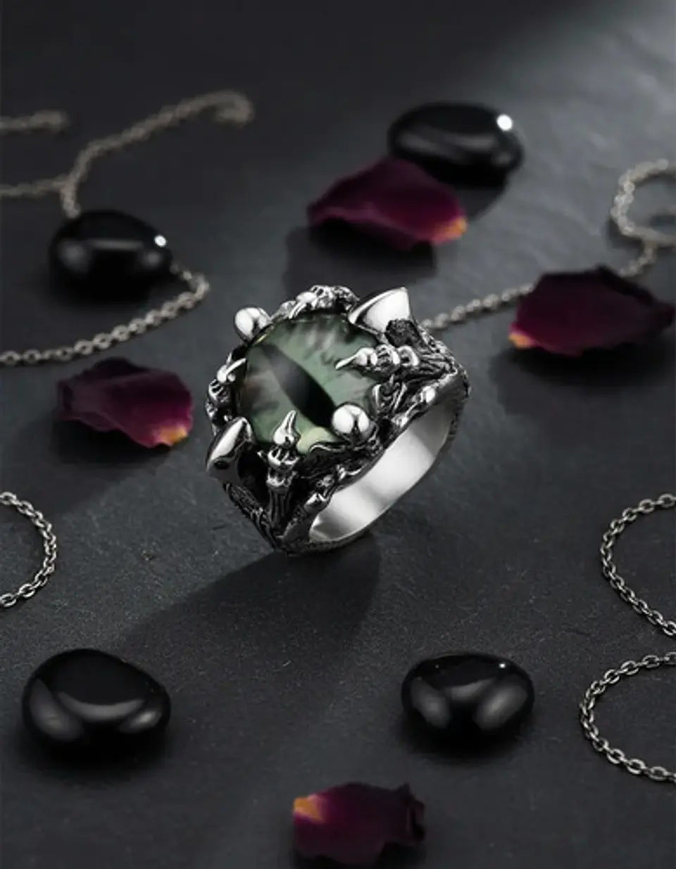 Anillo Ojo De Dragón Craneo Calavera Acero Inoxidable Hombre 5