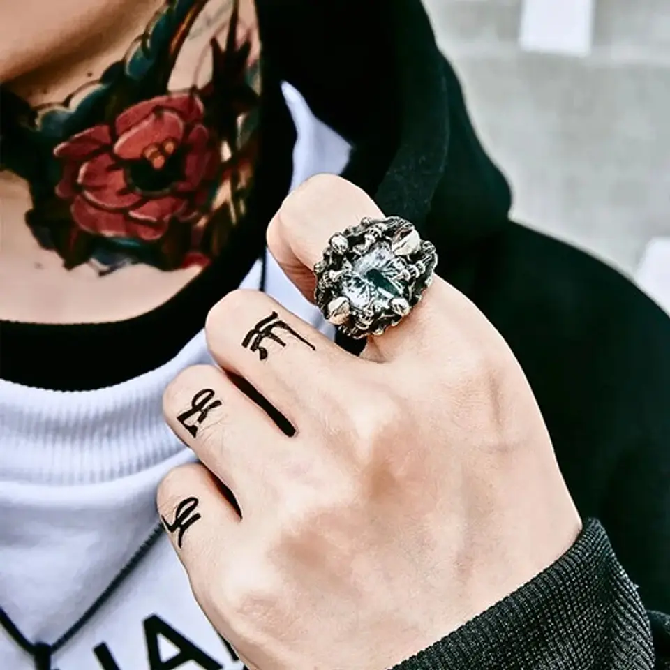 Anillo Ojo De Dragón Craneo Calavera Acero Inoxidable Hombre 9
