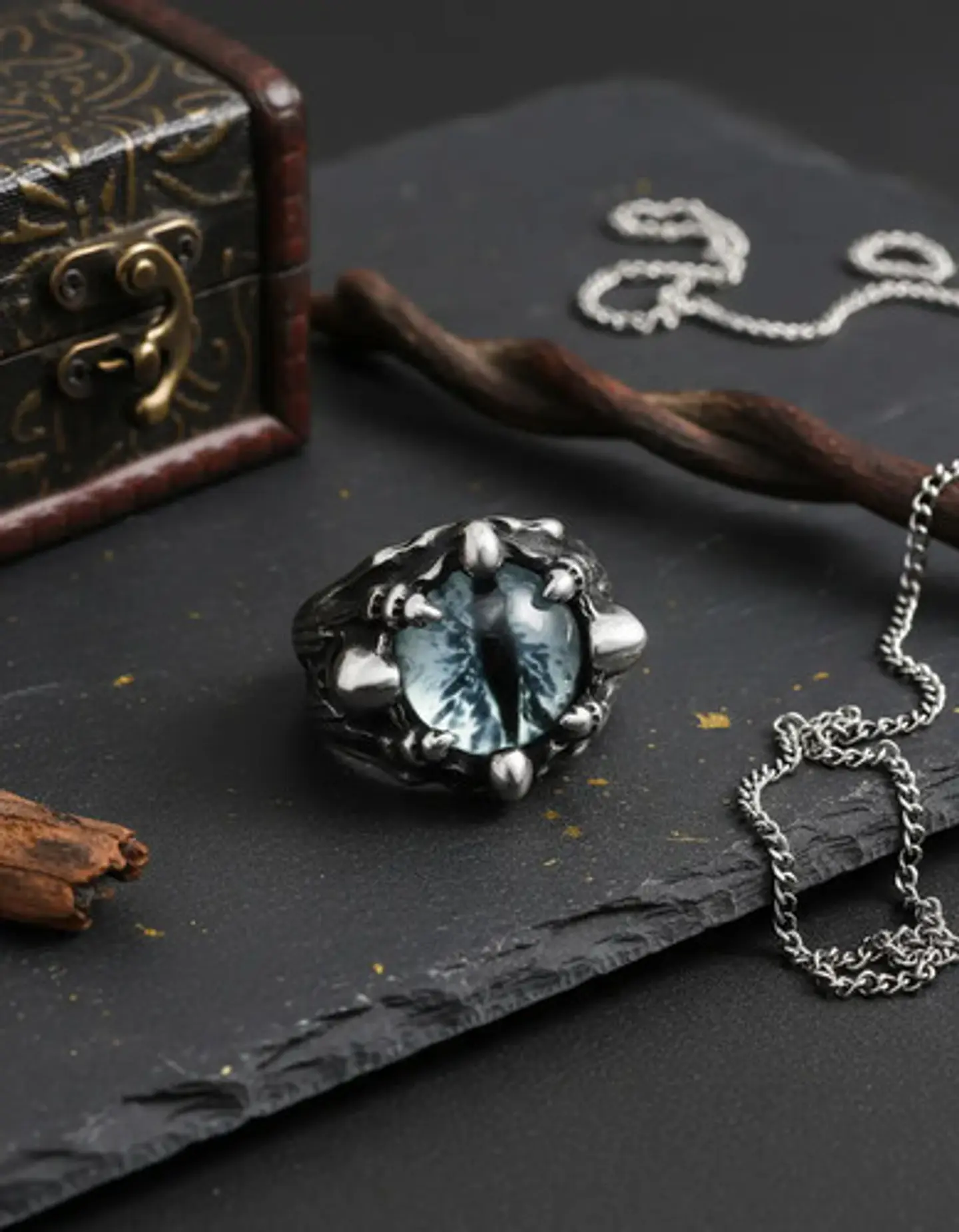 Anillo Ojo De Dragón Craneo Calavera Acero Inoxidable Hombre 10