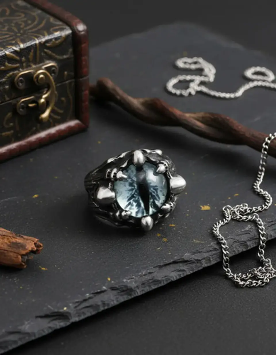 Anillo Ojo De Dragón Craneo Calavera Acero Inoxidable Hombre 10